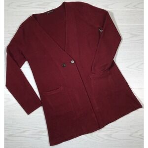 J. Crew Mercantile Cardigan Women Medium Red Pockets V-Neck Cotton Oversize